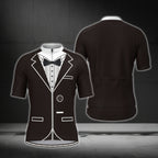Black And White Tuxedo Cycling Short Sleeve Jersey For Mens, Men's Tuxedo Cycling Jerseys CG0353