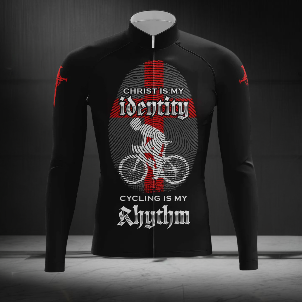 Christ Is My Identify Cycling Is My Rhythm Long Sleeve Cycling Jersey For Men, Christian Cycling Jerseys CG0576