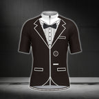 Black And White Tuxedo Cycling Short Sleeve Jersey For Mens, Men's Tuxedo Cycling Jerseys CG0353