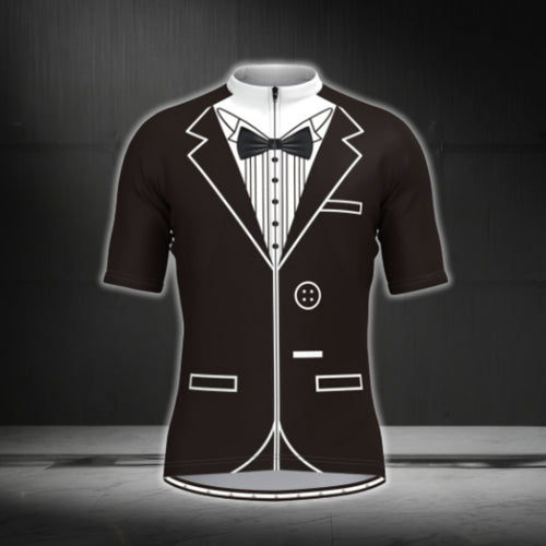 Black And White Tuxedo Cycling Short Sleeve Jersey For Mens, Men's Tuxedo Cycling Jerseys CG0353