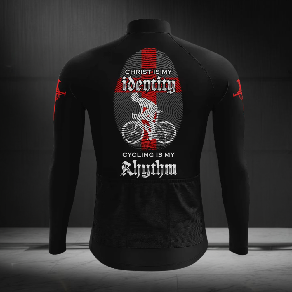 Christ Is My Identify Cycling Is My Rhythm Long Sleeve Cycling Jersey For Men, Christian Cycling Jerseys CG0576