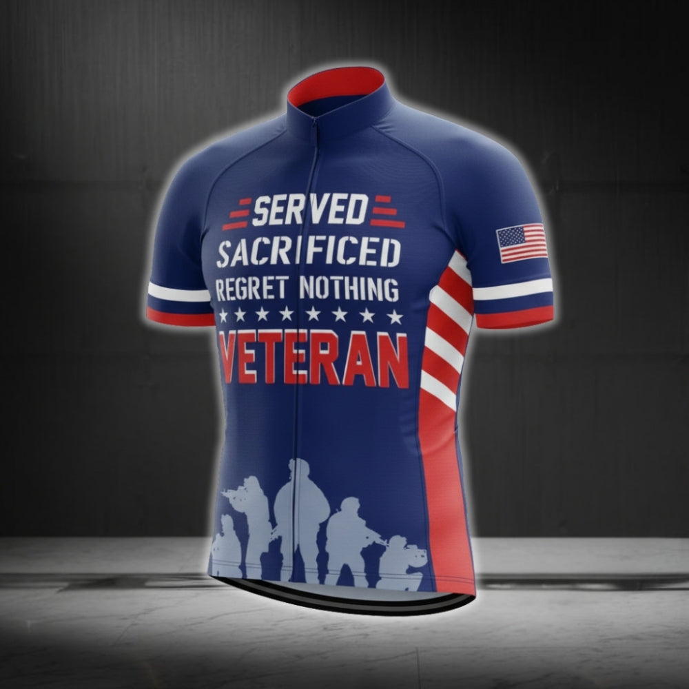 Served Sacrified Regret Nothing Veteran Short Sleeve Cycling Jersey For Men, Veteran Cycling Jerseys CG0577