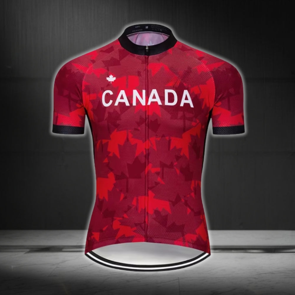 Red Maple Leaf Canada Cycling Short Sleeve Jersey For Men, Canada Cycling Jerseys CG0453