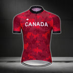 Red Maple Leaf Canada Cycling Short Sleeve Jersey For Men, Canada Cycling Jerseys CG0453