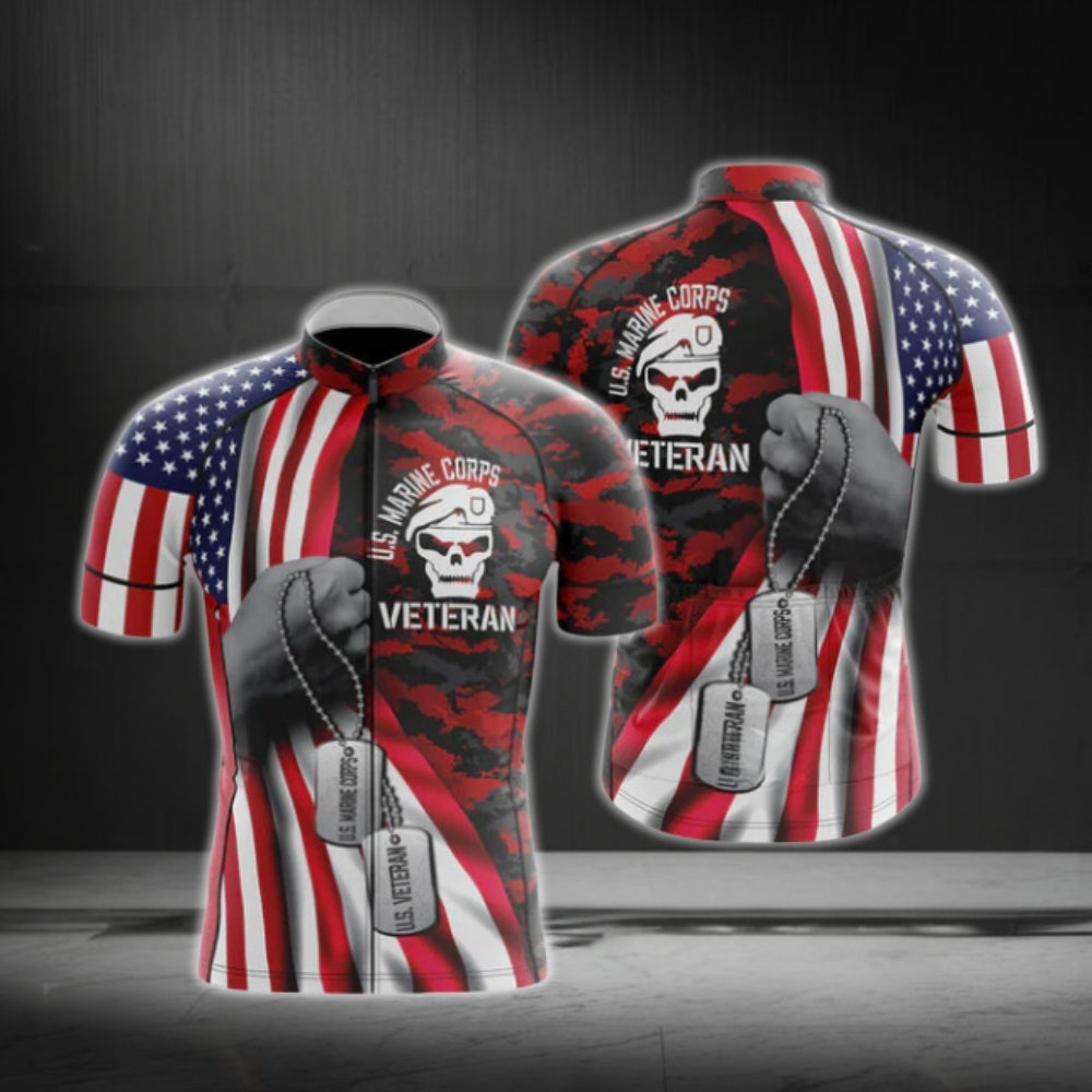 US Navy Veteran USA Flag Short Sleeve Cycling Jersey Men, Veteran US Navy Cycling Jerseys CG0578