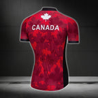 Red Maple Leaf Canada Cycling Short Sleeve Jersey For Men, Canada Cycling Jerseys CG0453