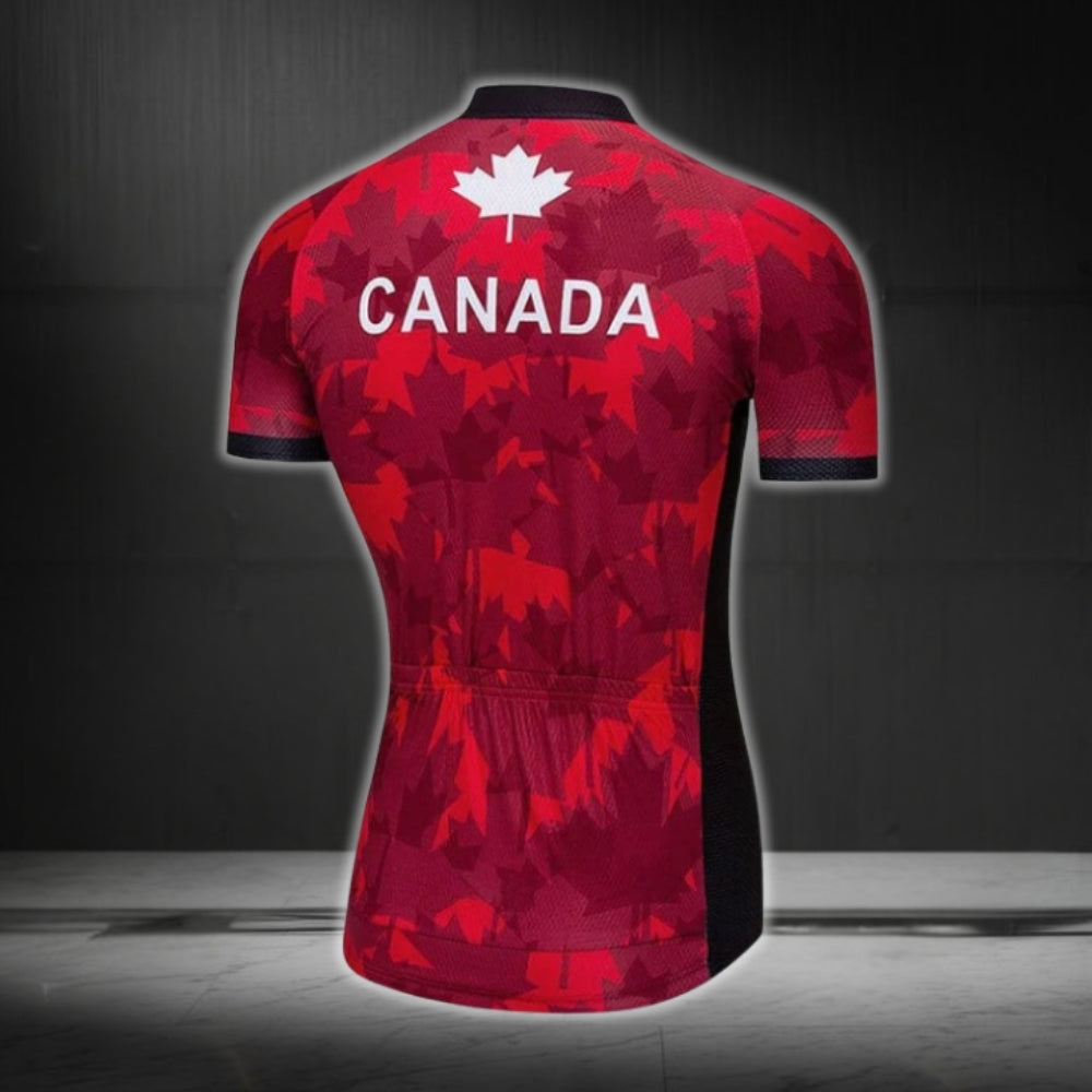Red Maple Leaf Canada Cycling Short Sleeve Jersey For Men, Canada Cycling Jerseys CG0453