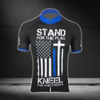 Stand For The FLag Kneel For The Cross Men's USA Flag Cycling Short Sleeve Jersey, Christian Patriotic Cycling Jerseys CG0354