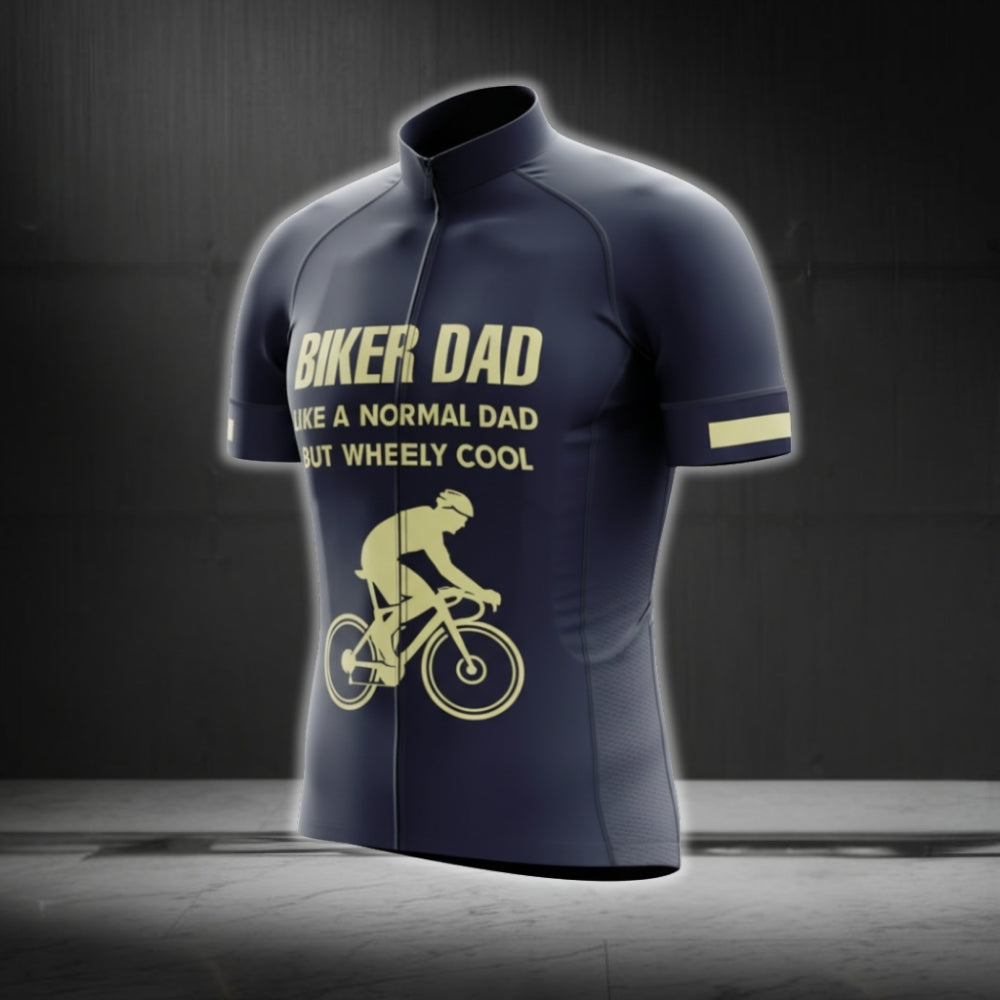 Biker Dad Like A Normal Dad But Wheely Cool Short Sleeve Cycling Jersey For Men, Funny Cycling Jerseys For Dad CG0467