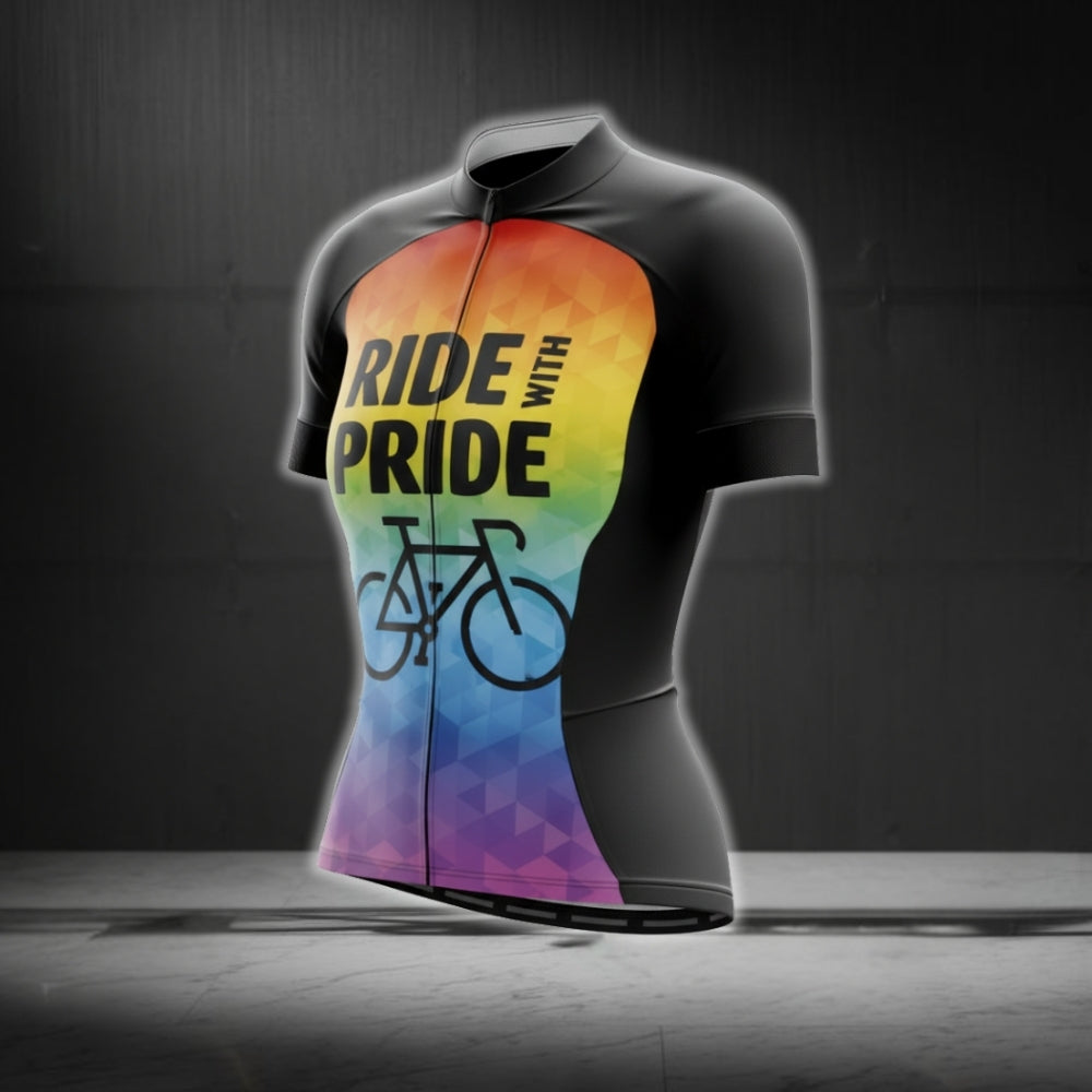 Ride With Pride Women's Rainbow Cycling Jersey Short Sleeve, Pride LGBT Cycling Jerseys For Women CG0067