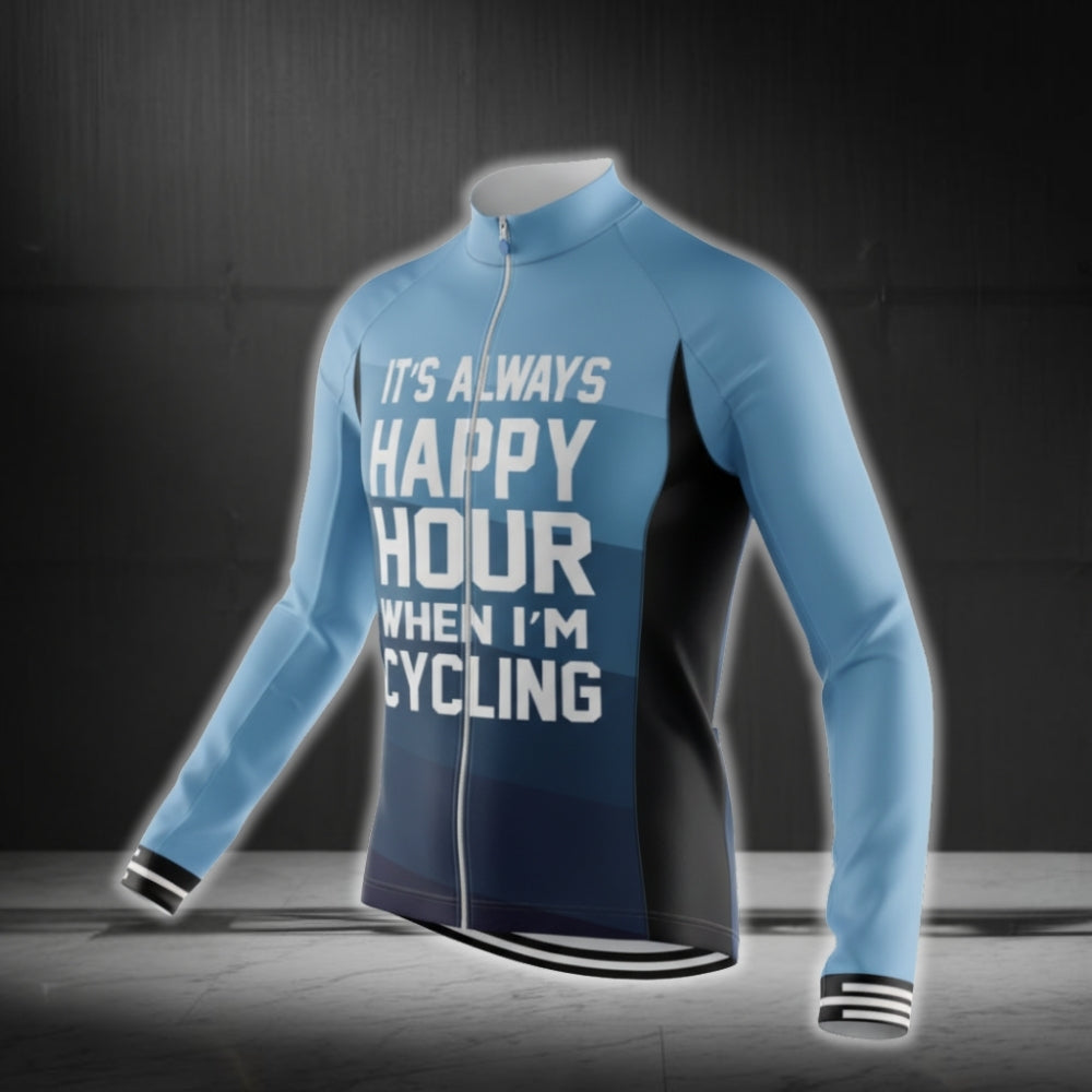 It's Always Happy Hour Hour When I'm Cycling Cycling Long Sleeve Jersey For Men, Funny Cycling Jerseys CG0730