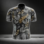 Black And Grey Tropical Cycling Jersey Short Sleeve For Men, Tropical Cycling Jerseys CG0230