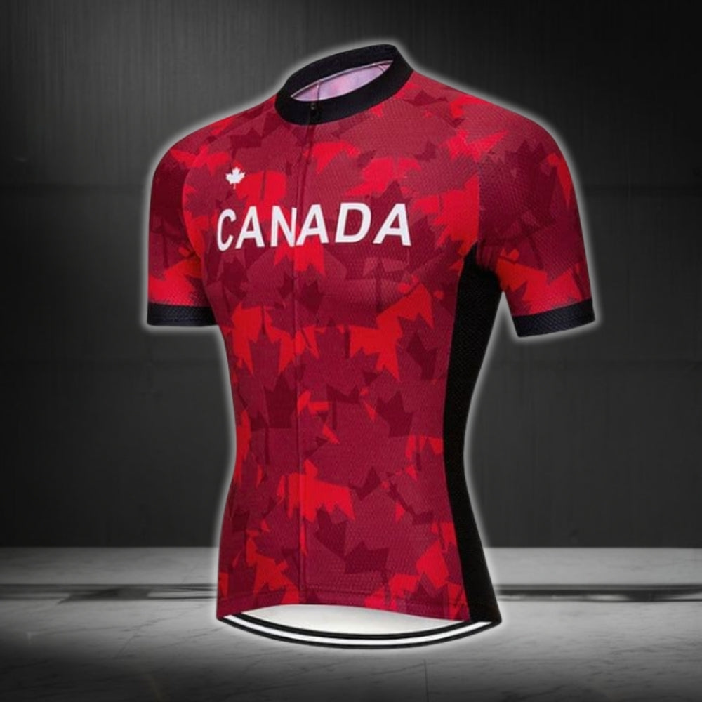 Red Maple Leaf Canada Cycling Short Sleeve Jersey For Men, Canada Cycling Jerseys CG0453