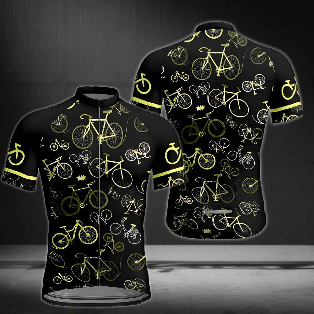Bicycle Pattern Cycling Short Sleeve Jersey For Mens, Men's Cycling Jerseys CE0035