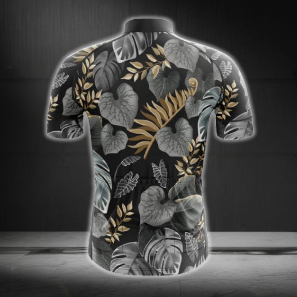 Black And Grey Tropical Cycling Jersey Short Sleeve For Men, Tropical Cycling Jerseys CG0230