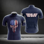 American Flag Skull Cycling Short Sleeve Jersey For Men, Skull Patriotic Cycling Jerseys CG0579