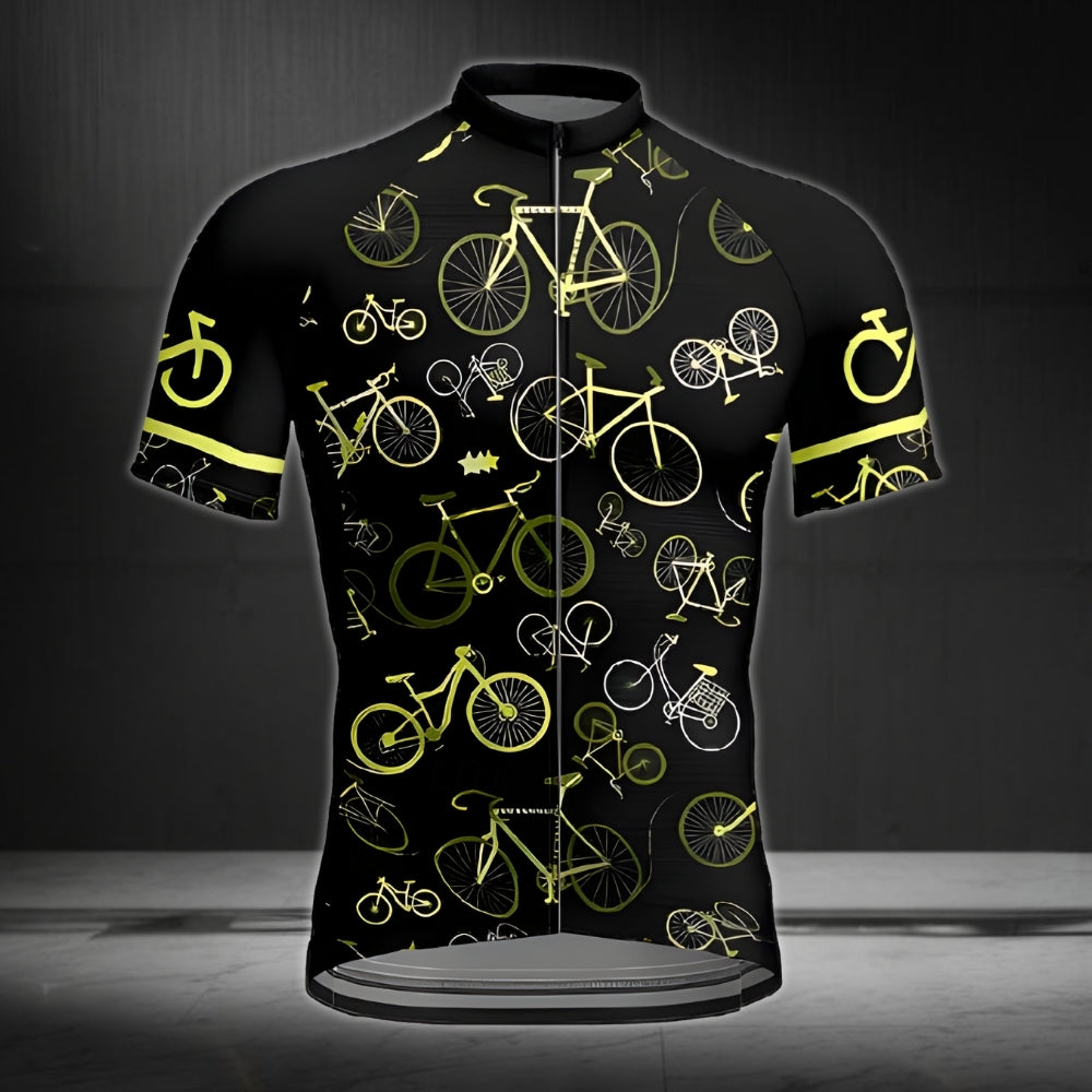 Bicycle Pattern Cycling Short Sleeve Jersey For Mens, Men's Cycling Jerseys CE0035