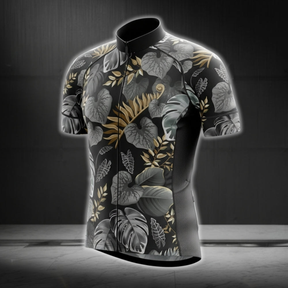 Black And Grey Tropical Cycling Jersey Short Sleeve For Men, Tropical Cycling Jerseys CG0230