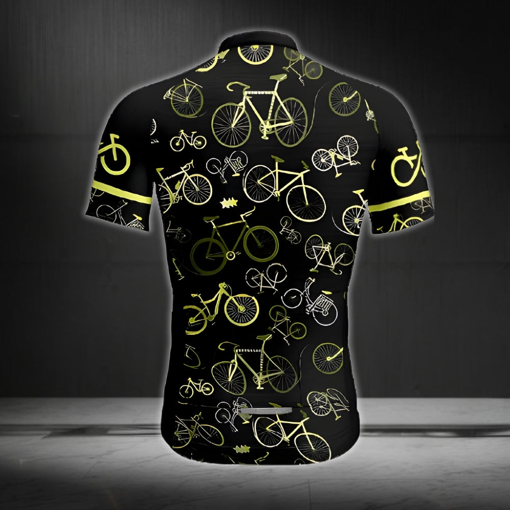 Bicycle Pattern Cycling Short Sleeve Jersey For Mens, Men's Cycling Jerseys CE0035