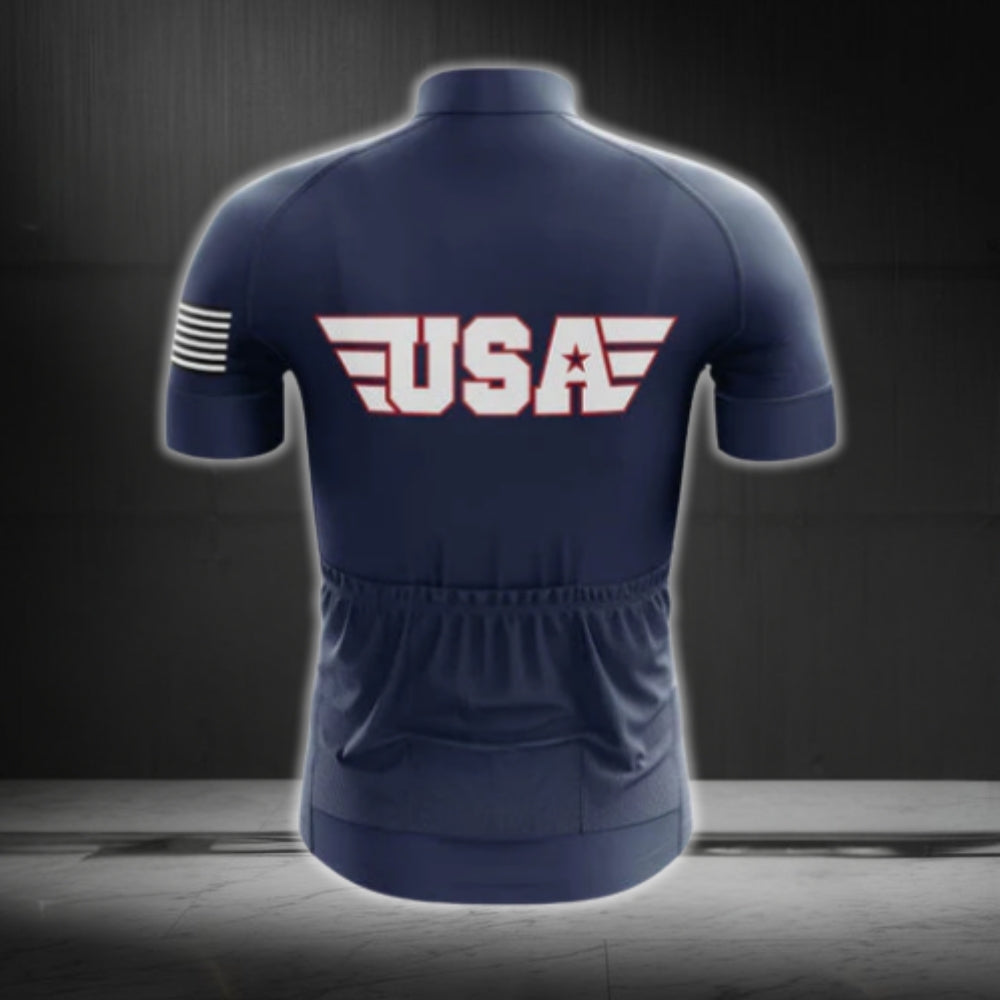 American Flag Skull Cycling Short Sleeve Jersey For Men, Skull Patriotic Cycling Jerseys CG0579