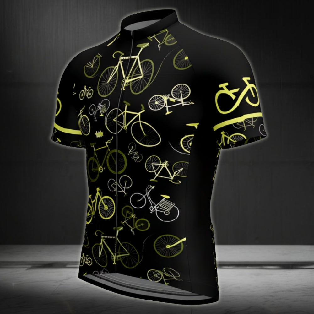 Bicycle Pattern Cycling Short Sleeve Jersey For Mens, Men's Cycling Jerseys CE0035
