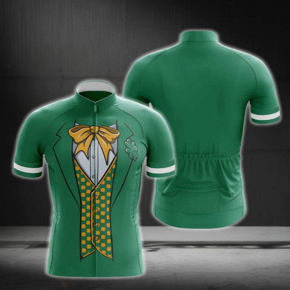 Leprechaun Tuxedo Cycling Short Sleeve Men's Jersey, Irish Patrick Tuxedo Cycling Jerseys CG0232