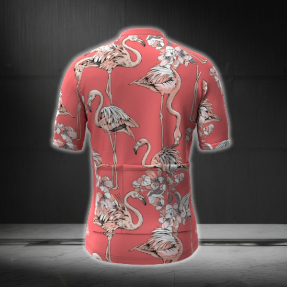 Pink Flamingo Cycling Short Sleeve Jersey For Men, Flamingo Cycling Jerseys CG0357