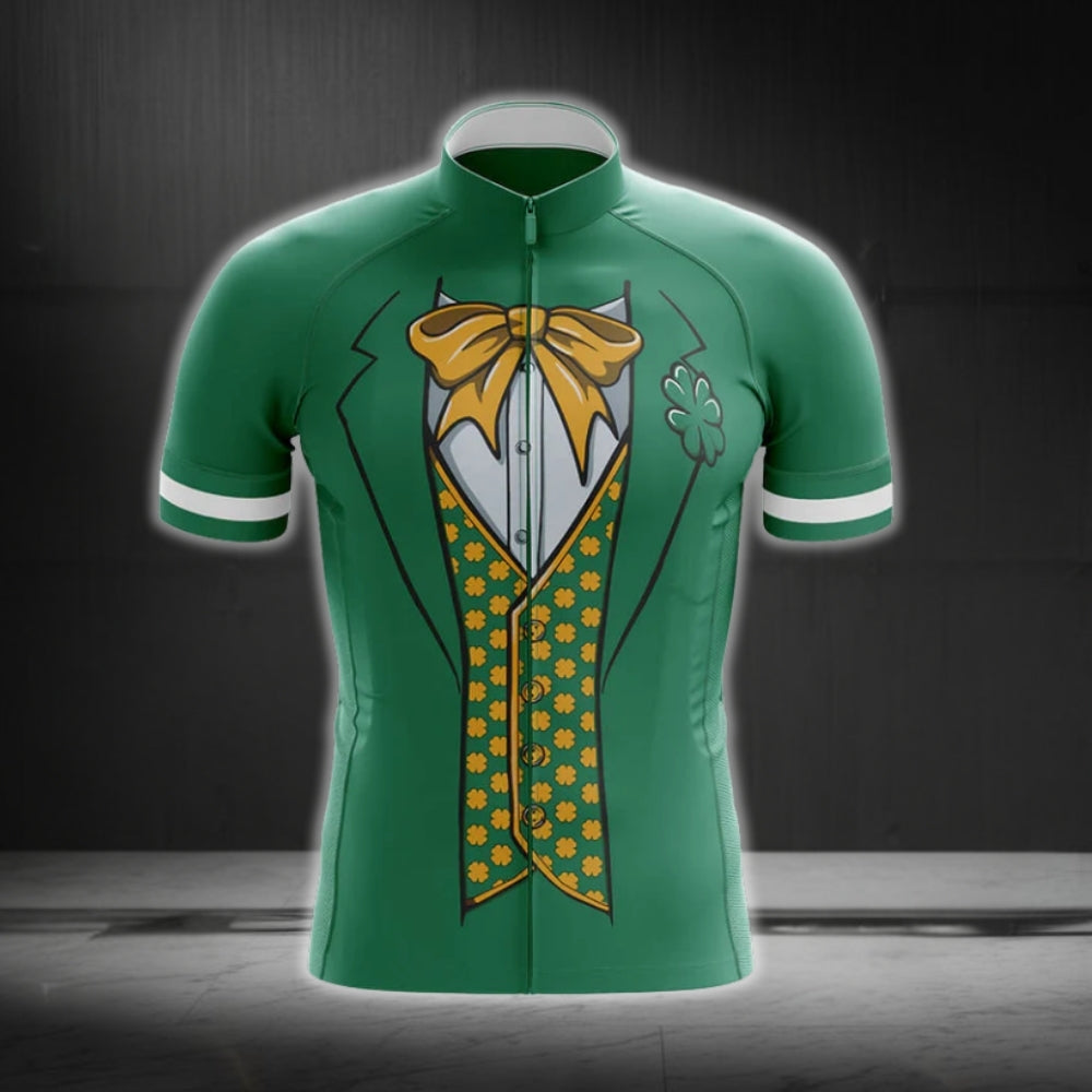 Leprechaun Tuxedo Cycling Short Sleeve Men's Jersey, Irish Patrick Tuxedo Cycling Jerseys CG0232