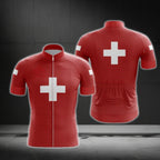 Switzerland Flag Cycling Short Sleeve Jersey For Men, Switzerland Cycling Jerseys CG0620