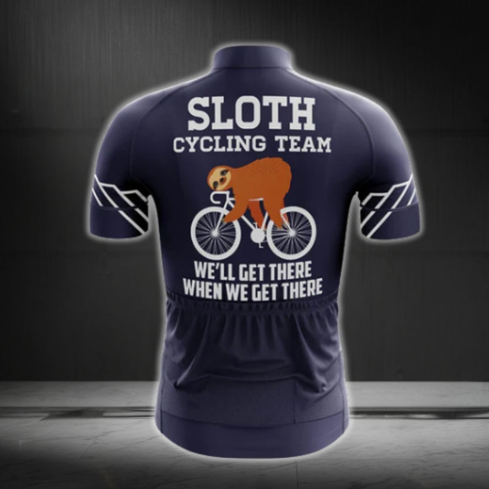 Sloth Cycling Team We'll Get There When We Get There Cycling Short Sleeve Jersey For Men, Funny Sloth Cycling Jerseys CG0079