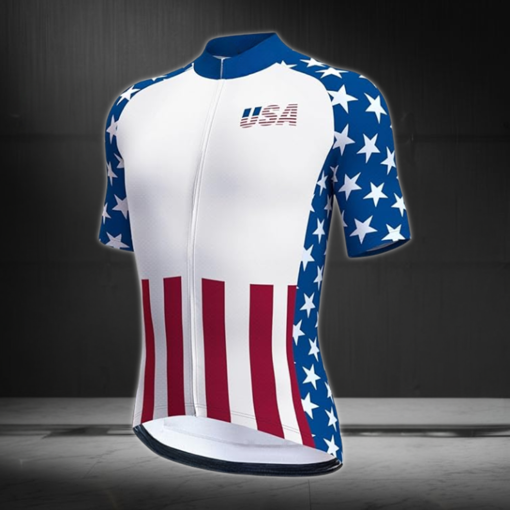 USA Flag Men's Cycling Short Sleeve Jersey, Patriotic Cycling Jersey CZ0050