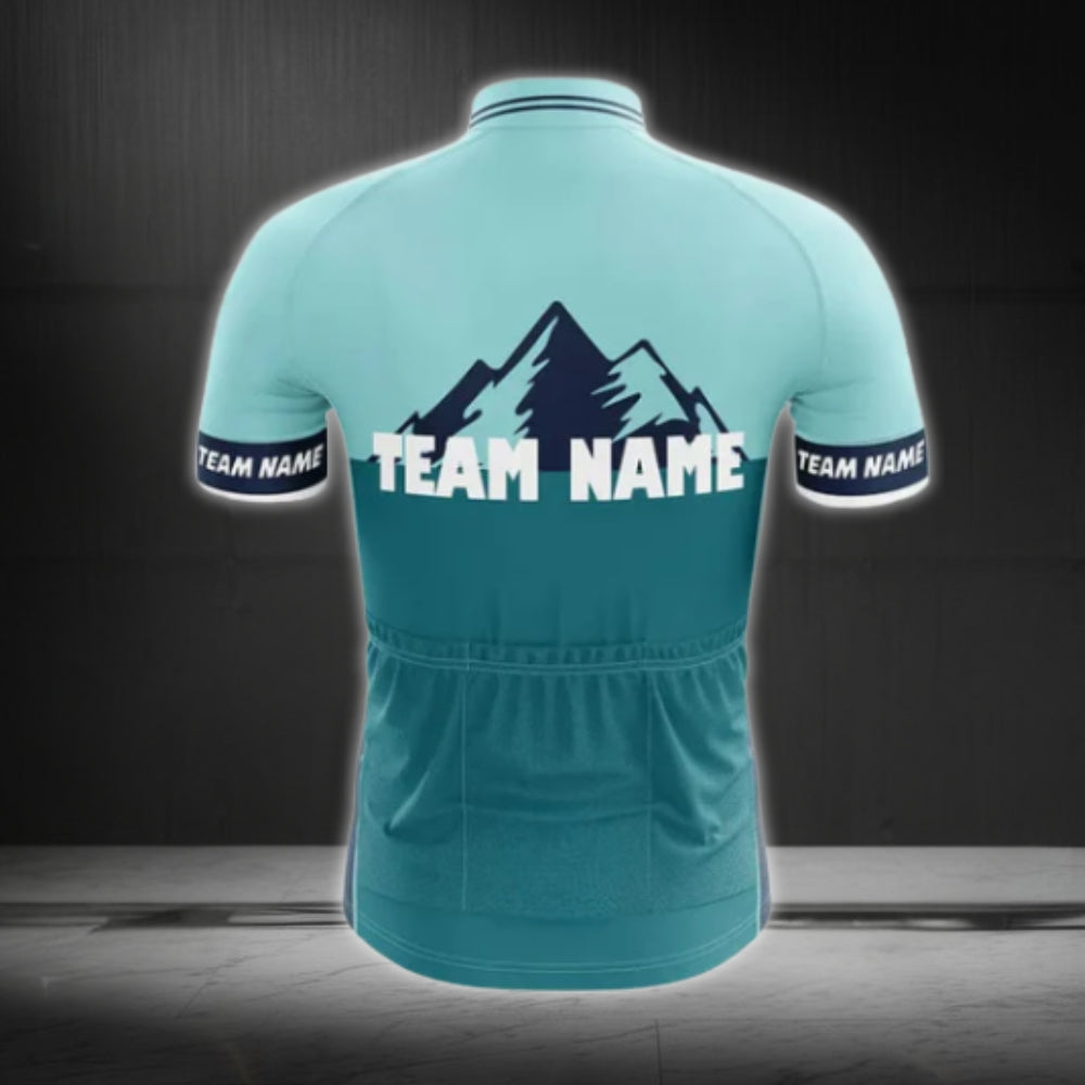 Men's Custom Teal Cycling Short Sleeve Jersey For Team, Custom Logo Cycling Jerseys CE0040
