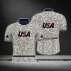 Grey Camo USA Cycling Jersey Men's Short Sleeve, Camoflage Cycling Jersey CG0873