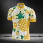 White And Yellow Pineapple Men Cycling Short Sleeve  Jersey, Pineapple Lovers Cycling Jerseys CG0456
