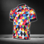 Colorful Geometric Cycling Short Sleeve Jersey For Men, Geometric Cycling Jersey CG0827