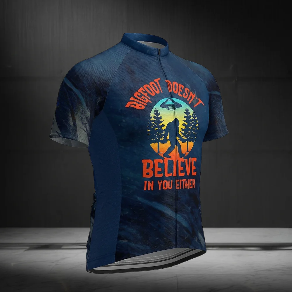 Bigfoot Doesn't Believe In You Either Short Sleeve Cycling Jersey For Men, Funny Sasquatch Cycling Jerseys CZ0154