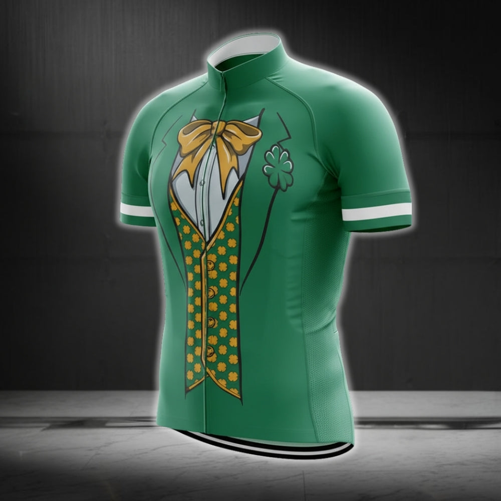 Leprechaun Tuxedo Cycling Short Sleeve Men's Jersey, Irish Patrick Tuxedo Cycling Jerseys CG0232