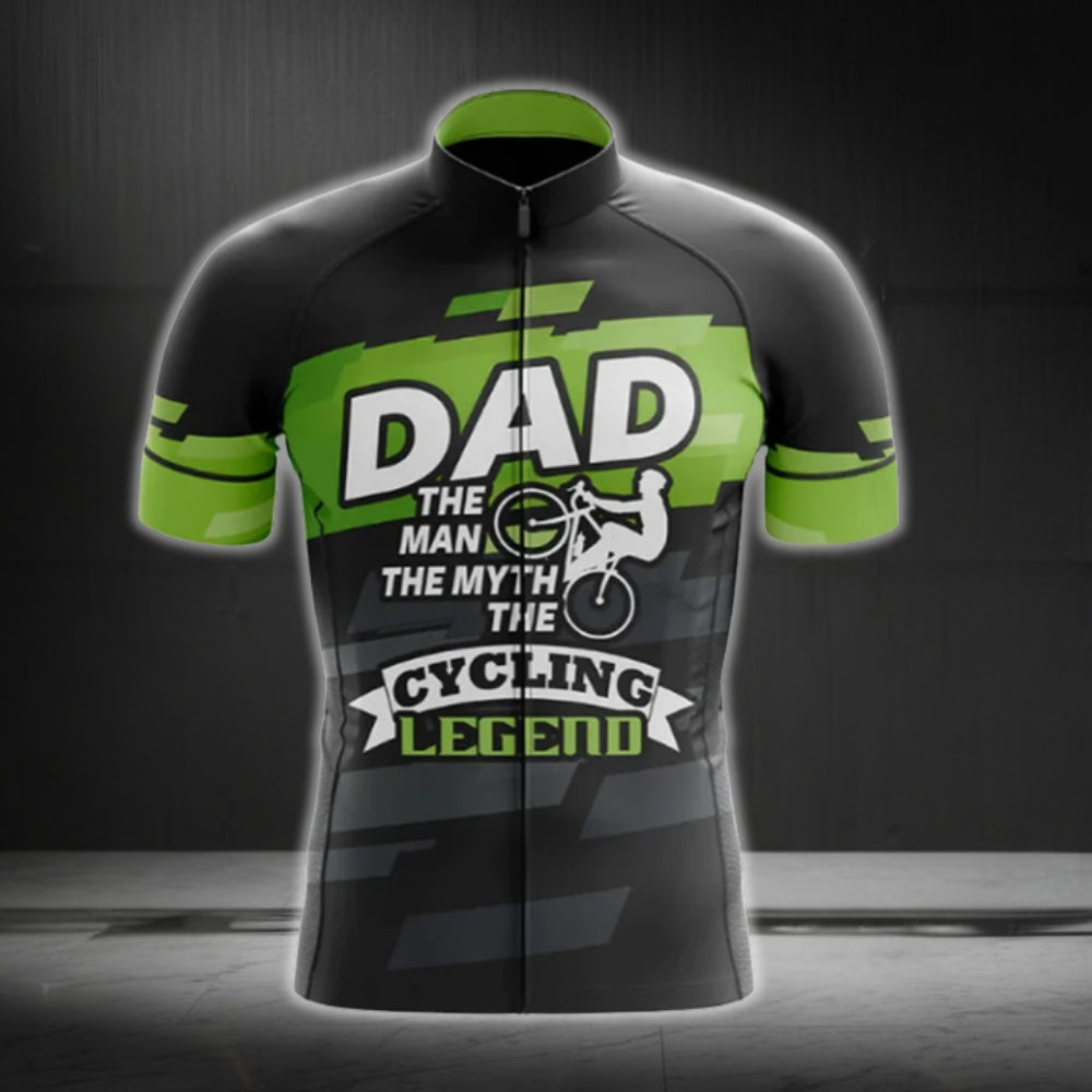 Dad The Man The Myth The Cycling Legend Men's Short Sleeve Cycling Jersey, Dad Cycling Jerseys CG0468