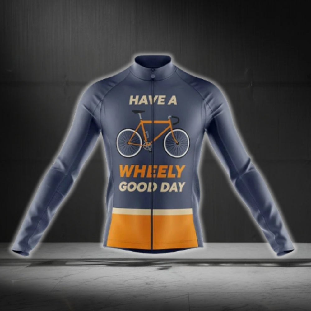Have A Wheely Good Day Men's Cycling Long Sleeve Jersey, Funny Cycling Jersey For Men CG0731