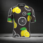 Lemon Black And Yellow Men Cycling Short Sleeve Jersey, Lemon Cycling Jersey CG0370