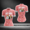 Cat Lady Pink Cycling Short Sleeve Jersey, Cat Lovers Cycling Jersey for Women CG0864