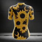 Black And Yellow Sunflowers Short Sleeve Women's Cycling Jerseys, Sunflowers Cycling Jerseys CG0222