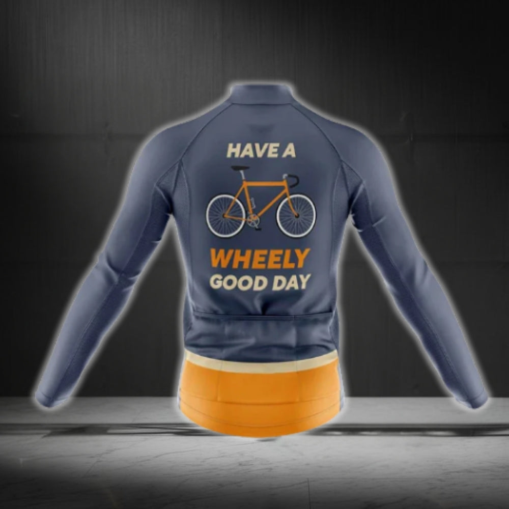 Have A Wheely Good Day Men's Cycling Long Sleeve Jersey, Funny Cycling Jersey For Men CG0731