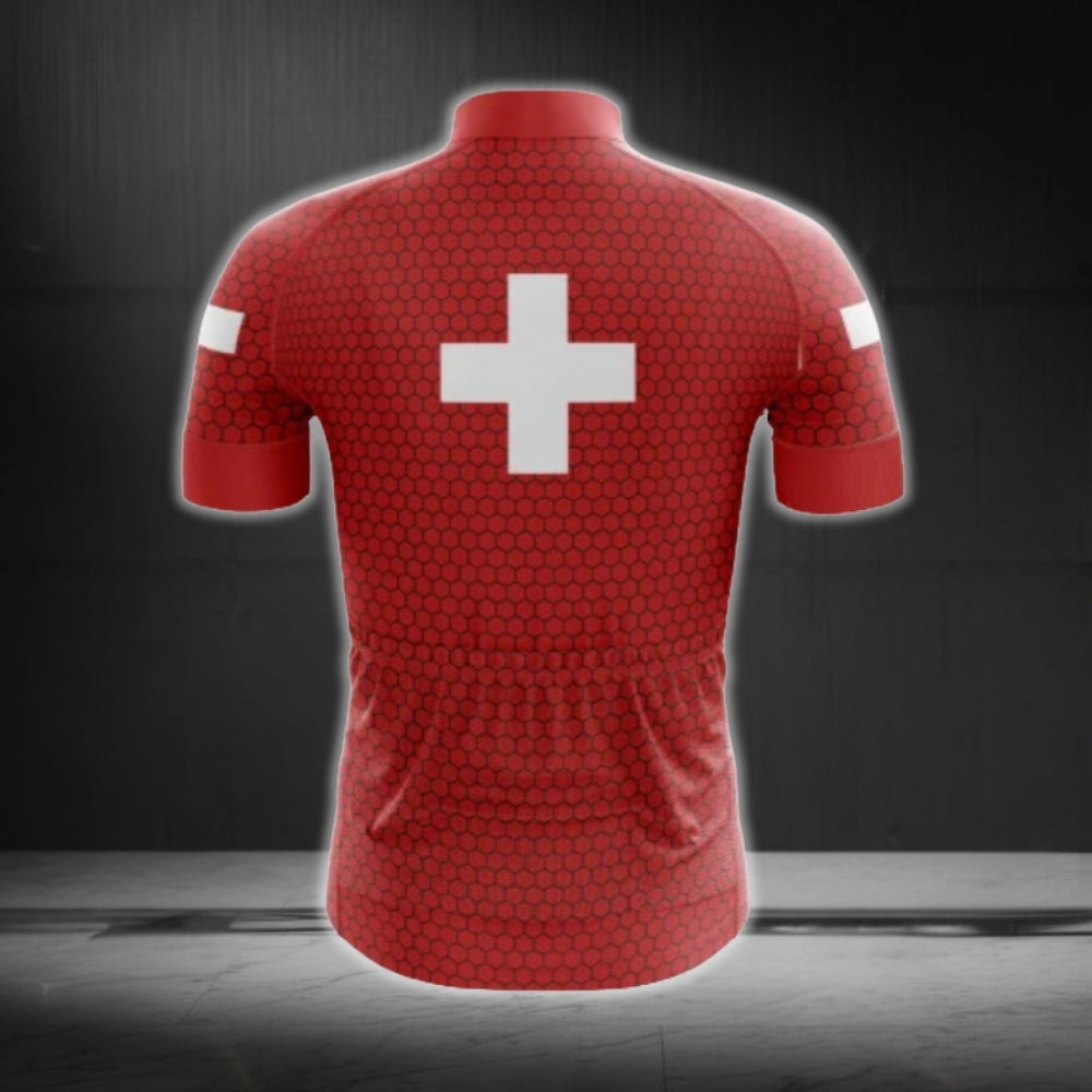 Switzerland Flag Cycling Short Sleeve Jersey For Men, Switzerland Cycling Jerseys CG0620