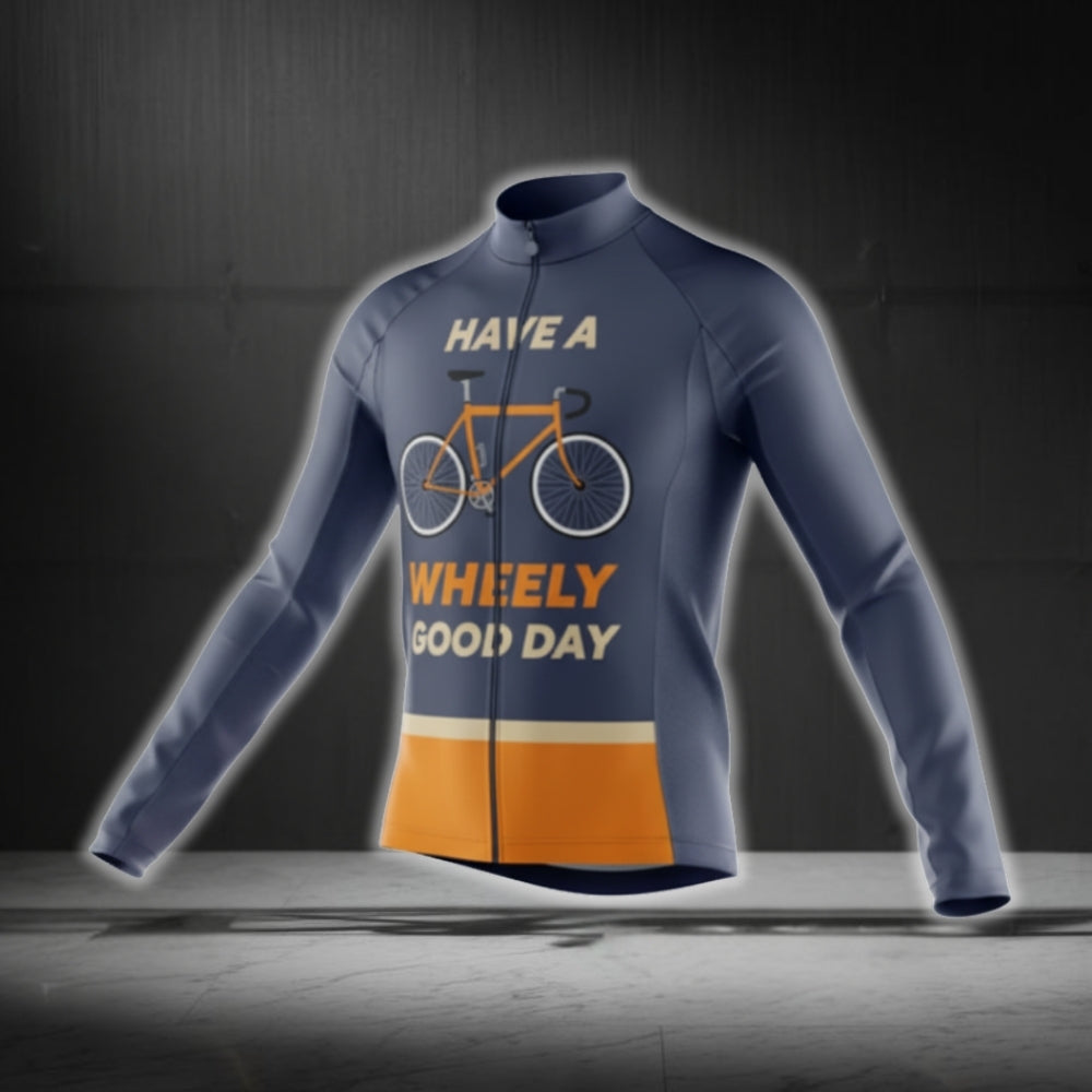 Have A Wheely Good Day Men's Cycling Long Sleeve Jersey, Funny Cycling Jersey For Men CG0731