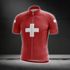 Switzerland Flag Cycling Short Sleeve Jersey For Men, Switzerland Cycling Jerseys CG0620