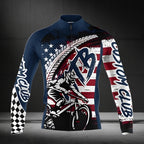 Custom USA Flag MTB Cycle Long Sleeve Jersey For Mens, Custom Patriotic Cycling MTB Jerseys For Team CZ0115