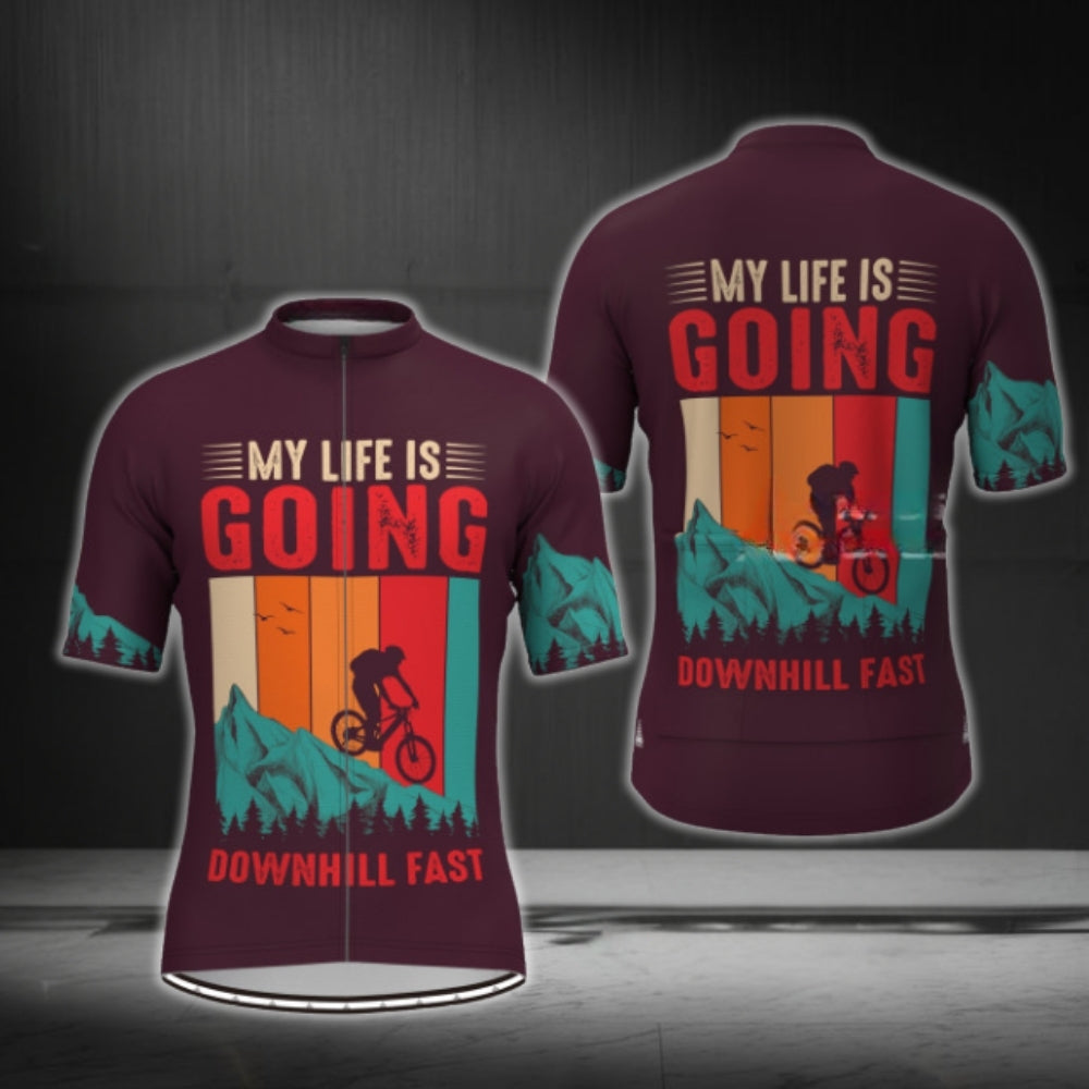 My Life Is Going Downhill Fast Cycling Short Sleeve Jersey Mens, Funny Cycling Jerseys CG0371