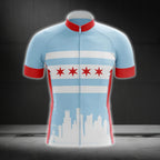 Chicago Flag Short Sleeve Cycling Jersey For Men, Chicago State Cycling Jerseys CG0131