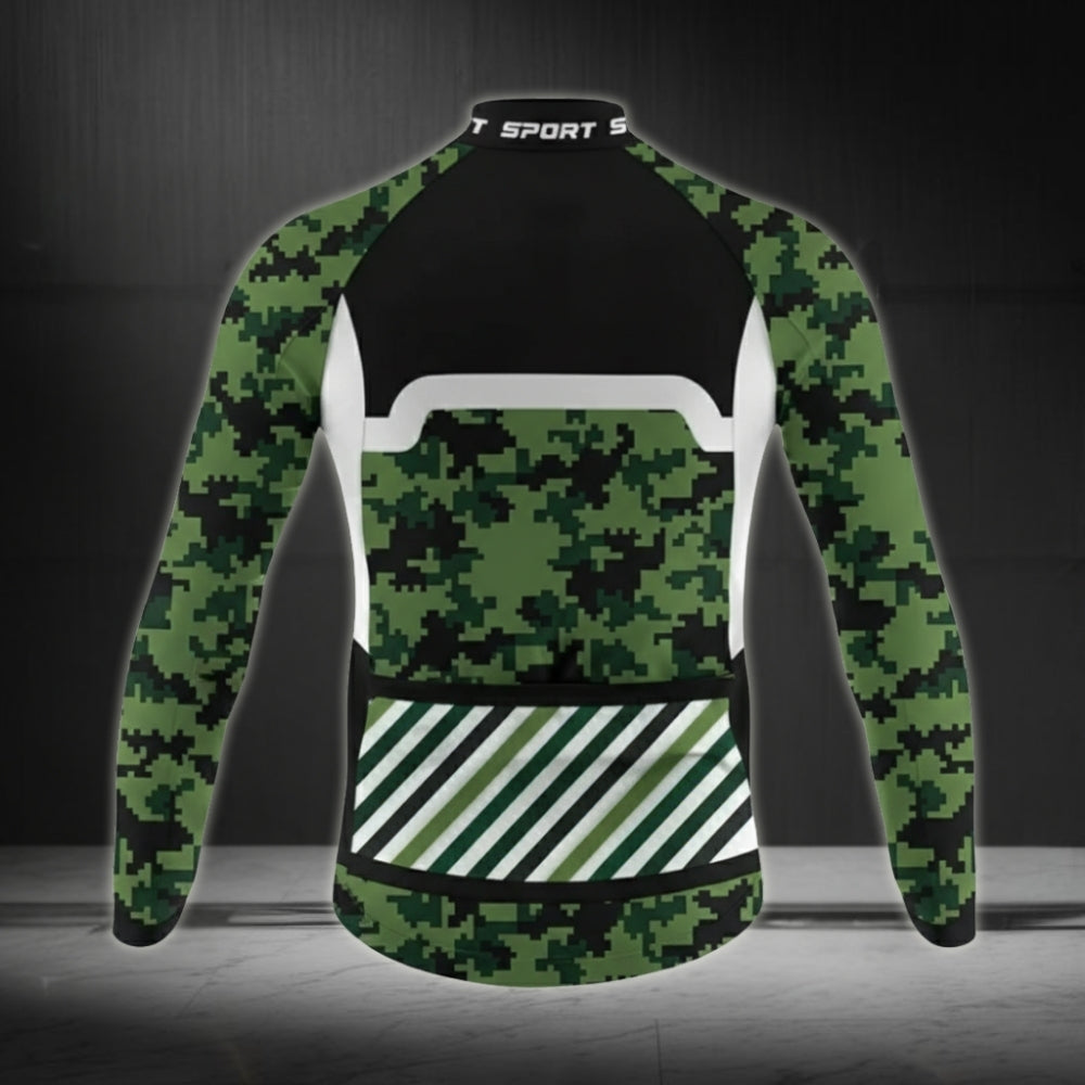 Custom Mens Camo Cycling Long Sleeve Jersey, Custom Cycling Jersey For Men CZ0013